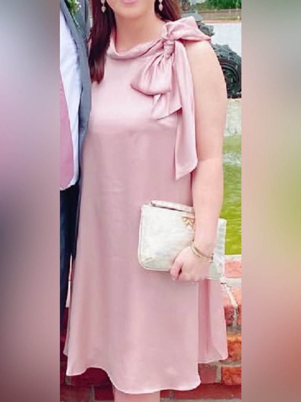 Blush Pink Sleeveless bow dress